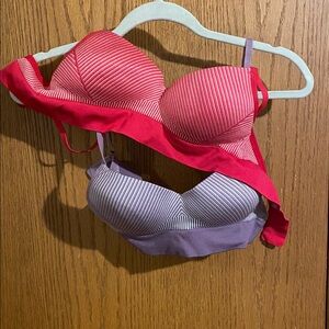Striped pink and Purple Bras set of 2